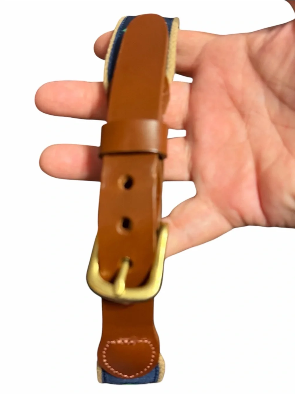 Navy Blue Baseball Youth Web Belt with Tan Trim